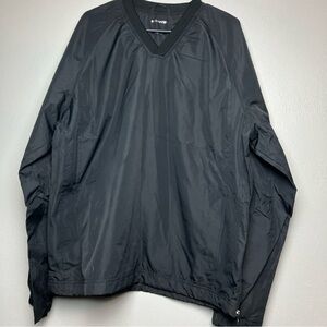 Sport Tek Men’s Polyester Pullover Windbreaker Lined V-Neck Black Size L…